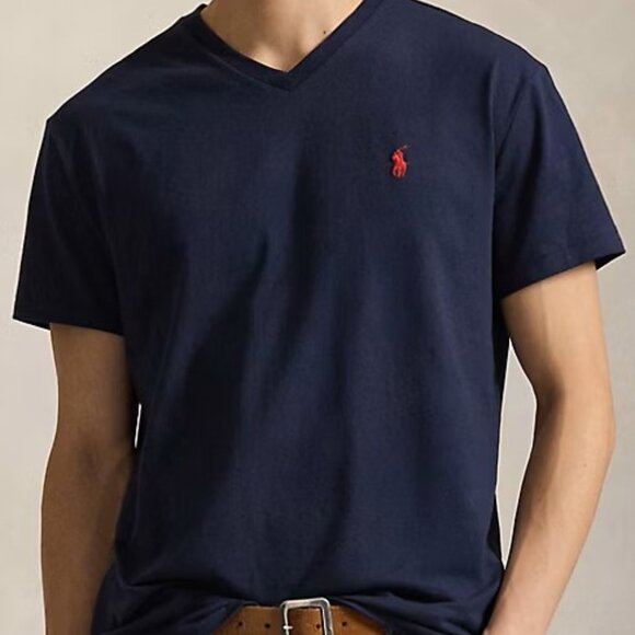 Classic Fit Jersey V-Neck T-Shirt Ralph Lauren - Men's XL - Ink (black) - Picture 4 of 4